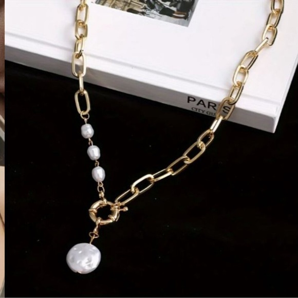 NEW 18K Gold Plated Chain and Freshwater Pearl Necklace - Picture 4 of 5